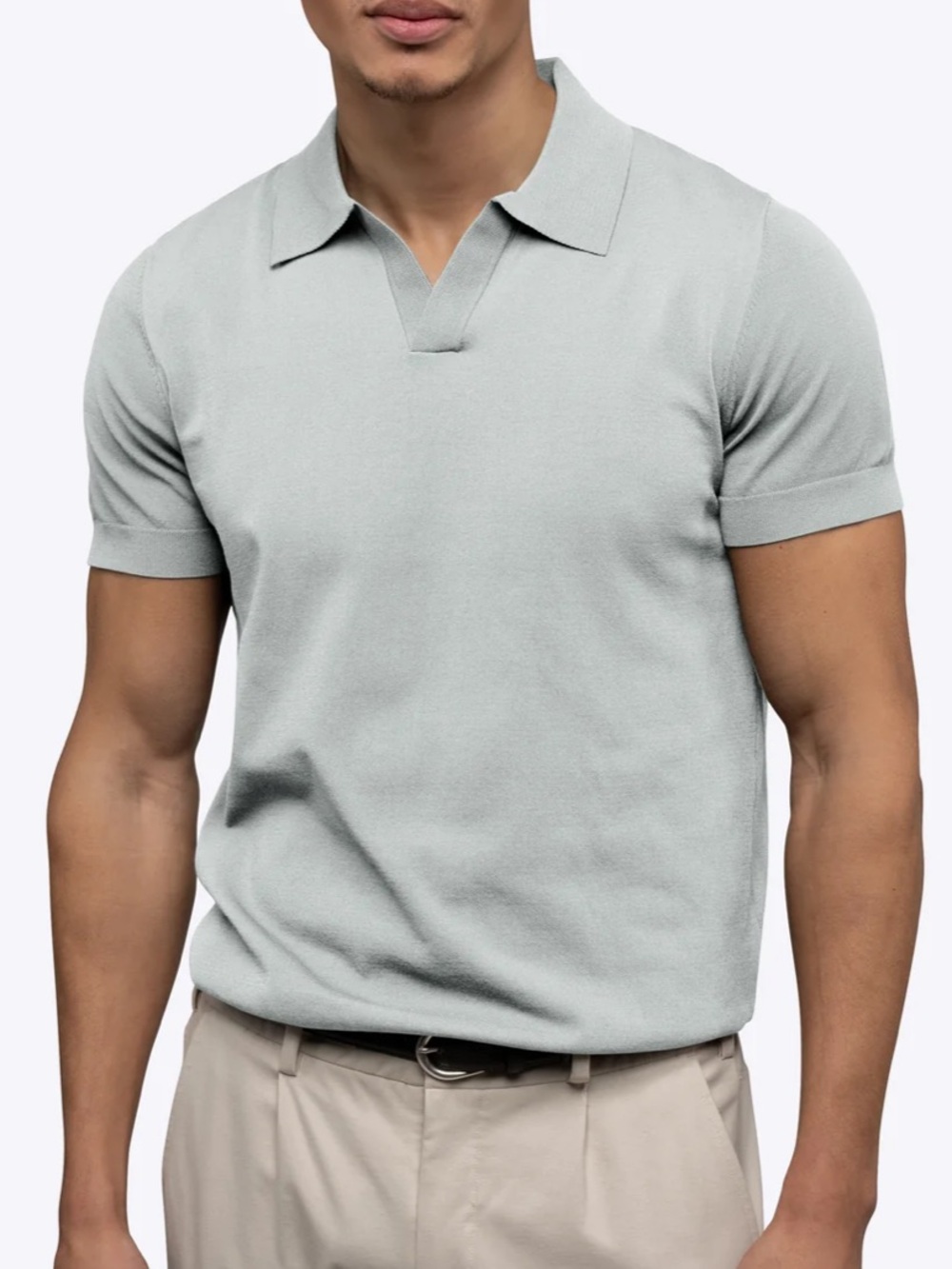 Cuts Clothing Knit Polo — Pale Sage Green Men’s Shirt
